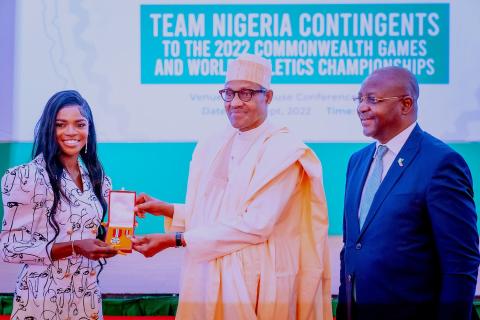 Buhari Rewards Amusan, Brume, Others With Honours, N200m