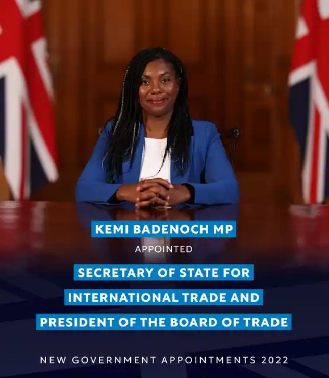 Kemi Badenoch Appointed Secretary Of State For International Trade