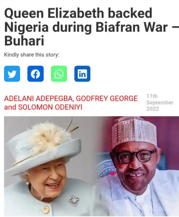 Buhari: Queen Elizabeth Backed Nigeria During Biafran War