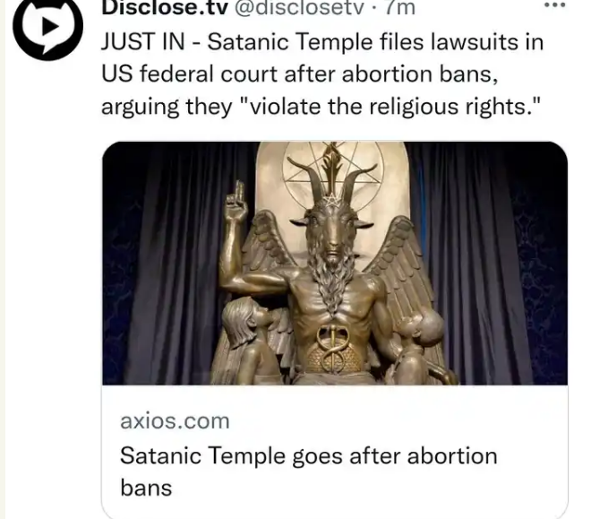 Satanic Temple Sues U.S Govt, Says Abortion Ban Violates Religious Rights