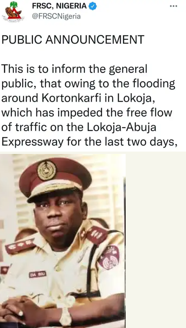 Lokoja-Abuja Expressway Flood: Advice For Motorists By FRSC