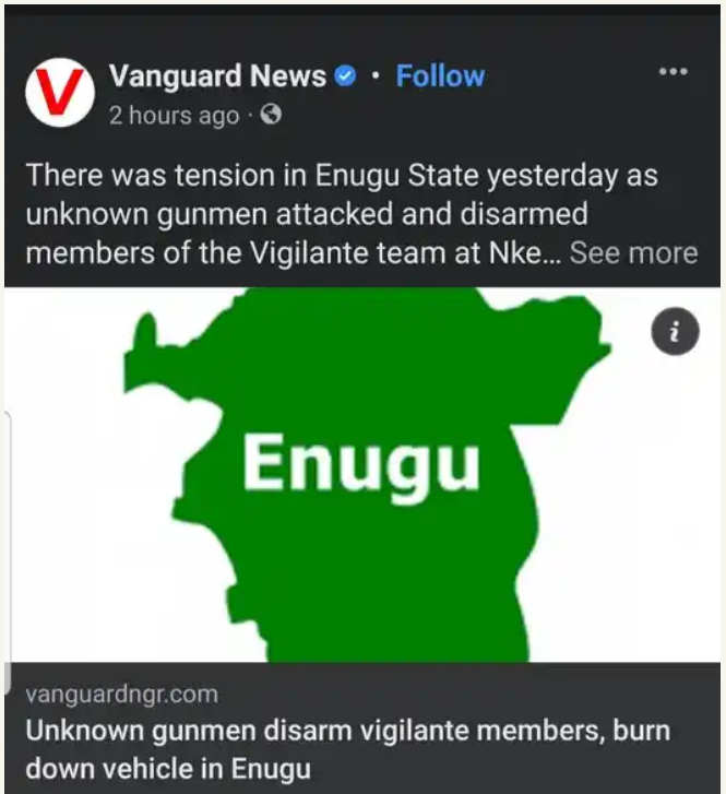 Gunmen Disarms Vigilantes In Enugu Burn Down Houses