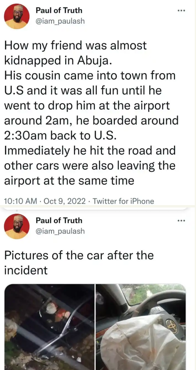 Gang Who Track People At Abuja Airport Almost Kidnapped My Friend – Twitter User