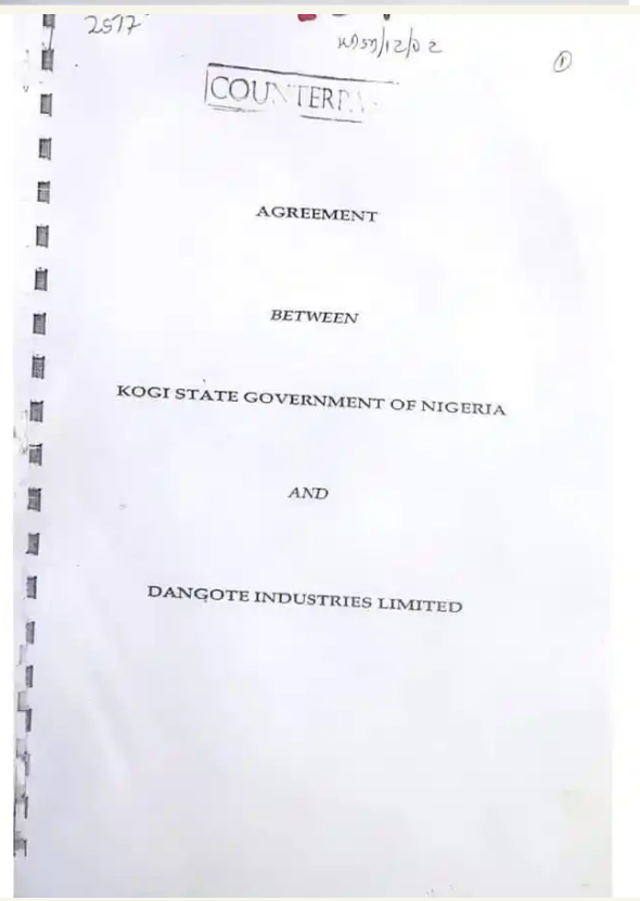 Obajana: 2002 Agreement Between Kogi And Dangote Released (pictures)