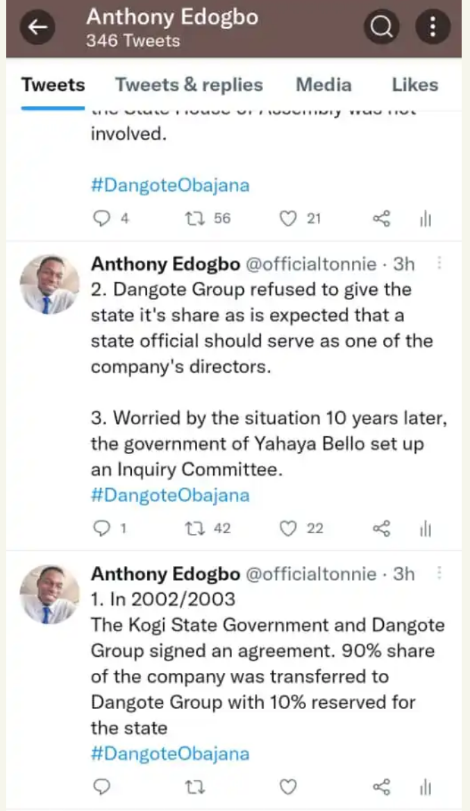 Bello’s Assistant, Anthony Edogbo Explains Difference With Dangote Over Obajana