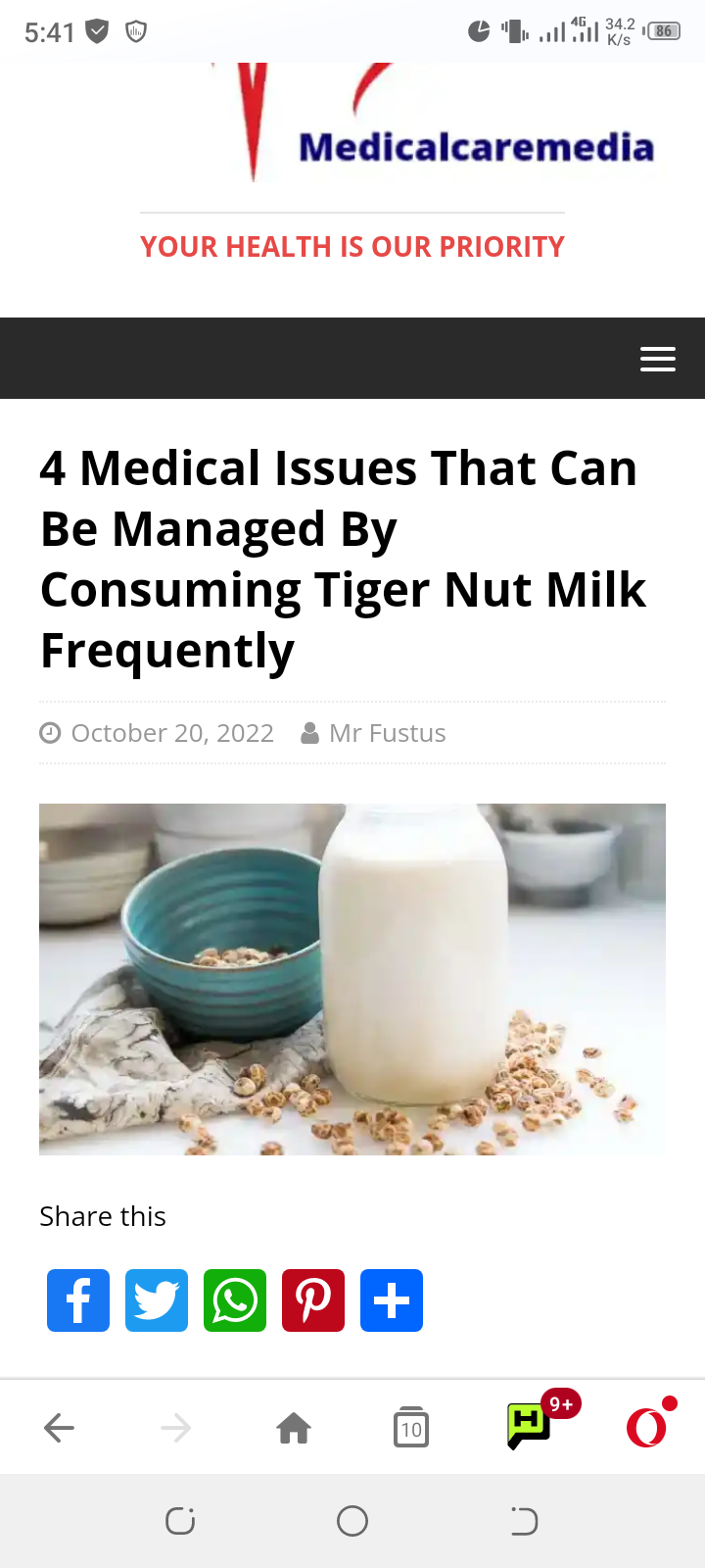 4 Medical Issues That Can Be Managed By Consuming Tiger Nut Milk Frequently