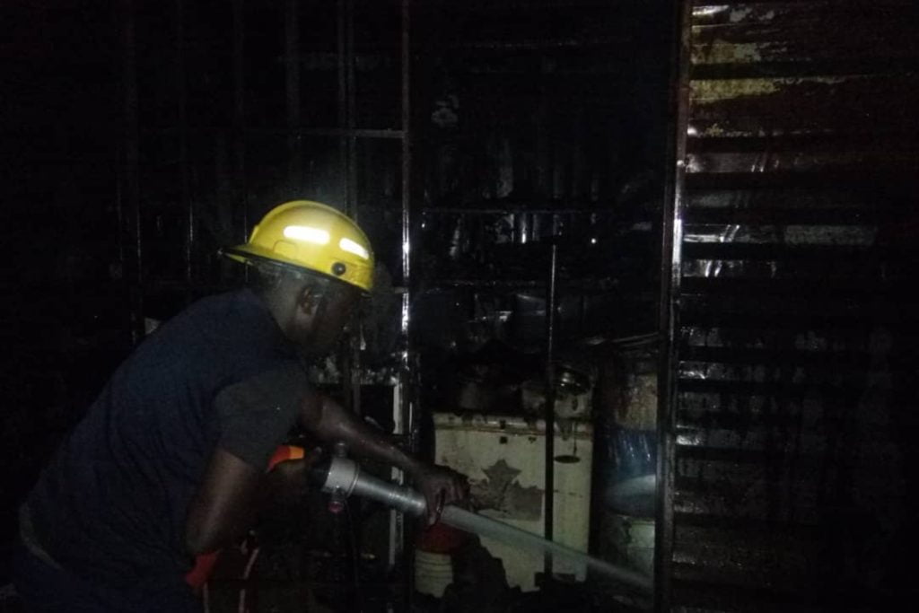 Fire engulfs shopping complex in ilorin, goods worth N19.5million destroyed.