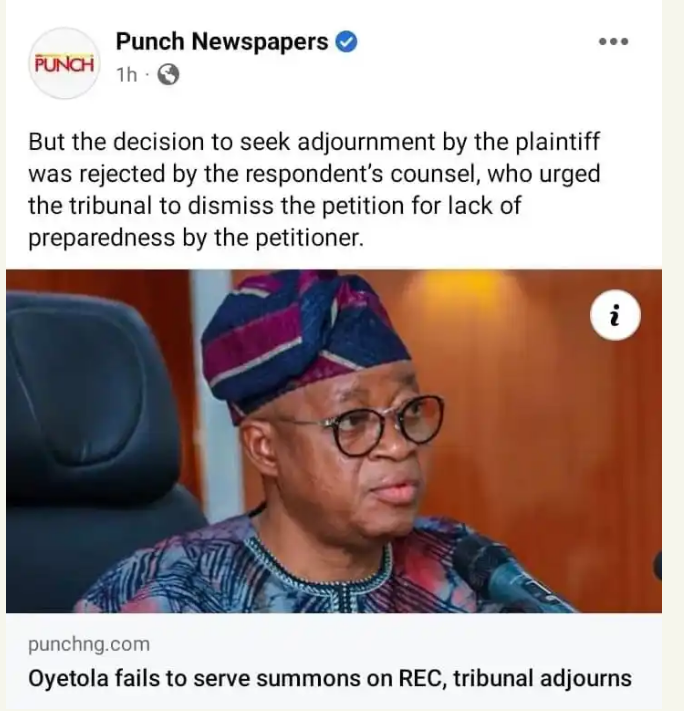 Oyetola Fails To Serve Summons On REC, Tribunal Adjourns