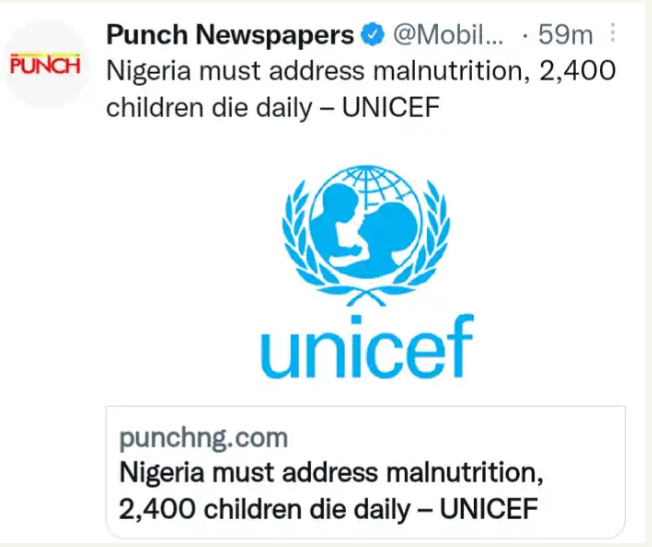 Address Malnutrition, 2,400 Children Die Daily – UNICEF Tells Nigerian Govt