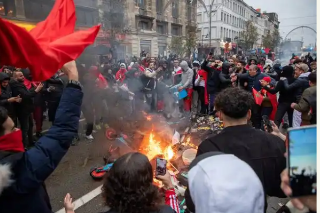 Riot Erupts As Moroccan Fans Flip Cars, Celebrate Famous Win (Videos)