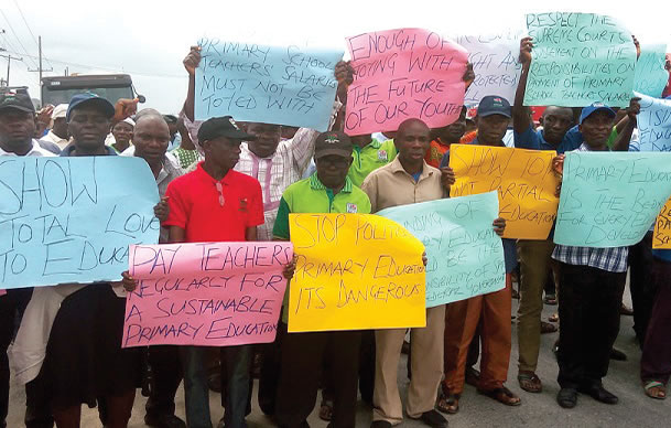 Oyetola’s employed teachers sacked by Adeleke stage a peaceful protest