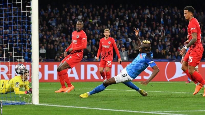 UCL: Osimhen double helps Napoli see off Frankfurt