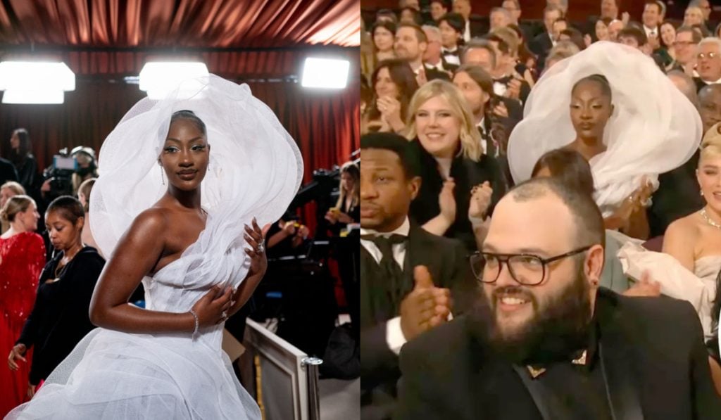 Tems under attack for view-blocking outfit at Oscars