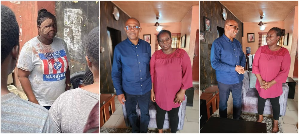 Peter Obi meets Lagos woman attacked by hoodlums during presidential election