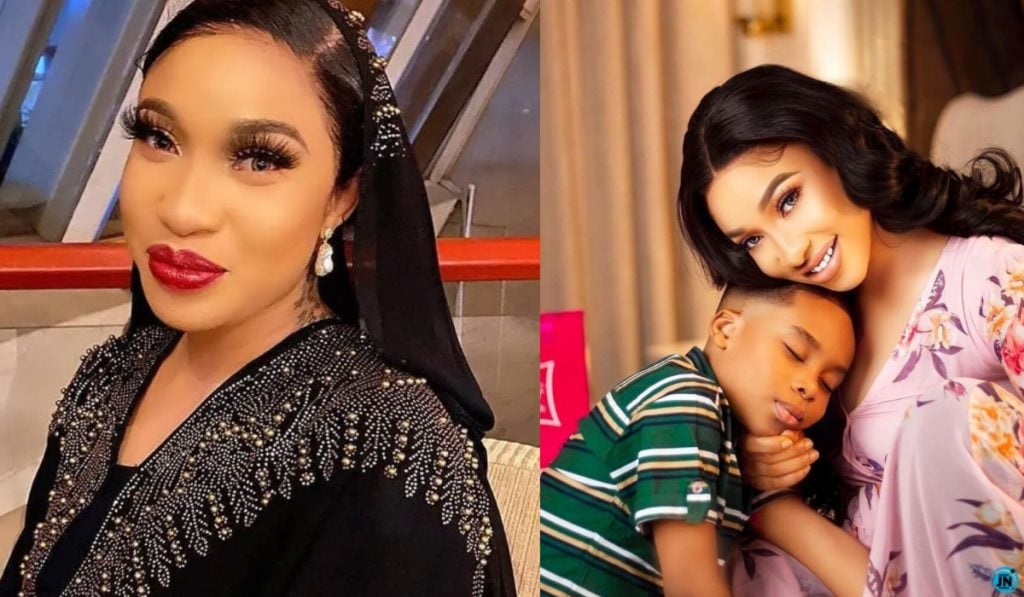 Tonto Dikeh gifts 7-year-old son, Andre iPhone 14