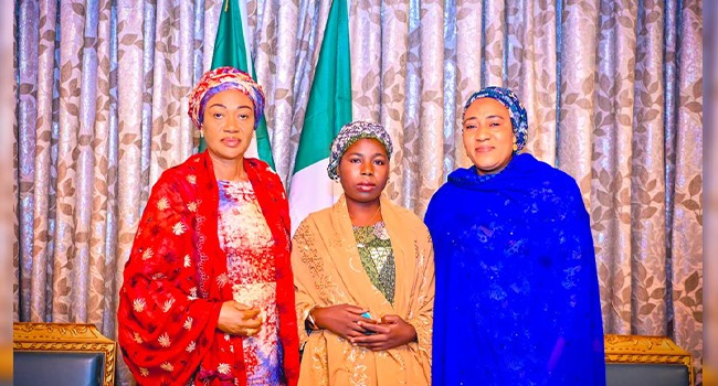 First Lady, Remi Tinubu, Wife of the Vice-President, Hajia Nana Shettima and Rebecca Kabu