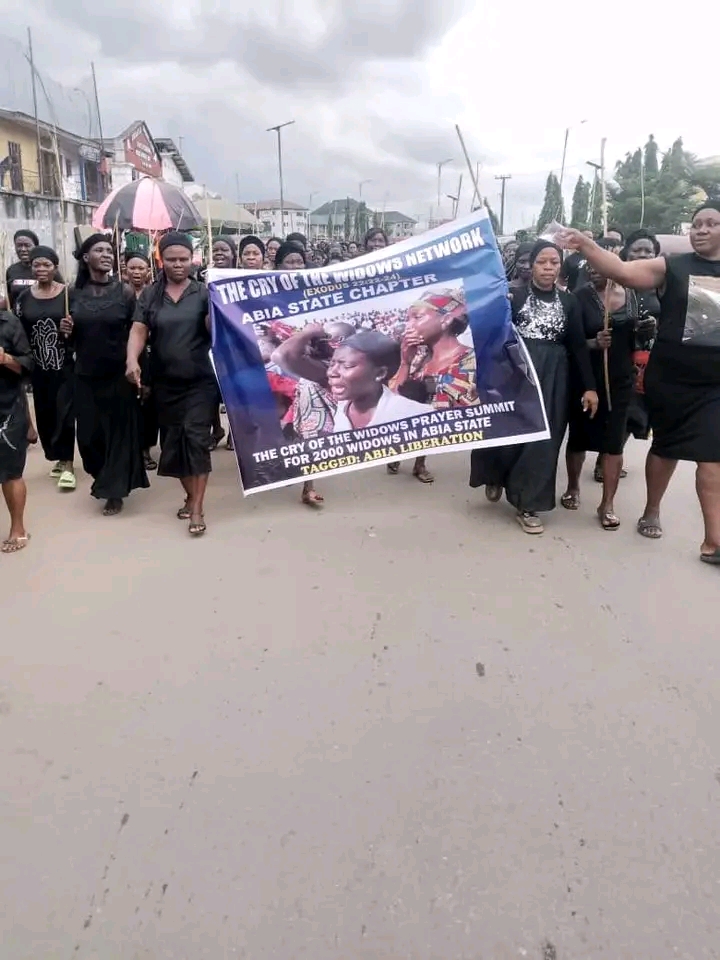 Confusion as black-clad widows stage street protest in Umuahia