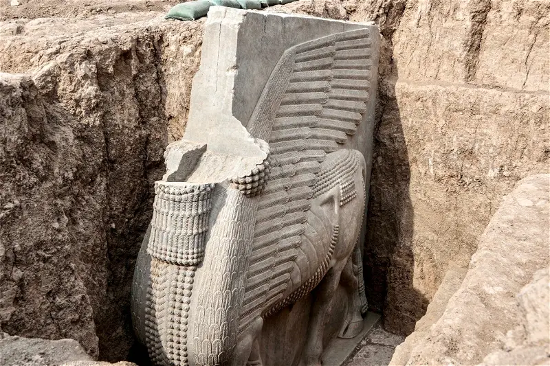 Iraq unearths 2,700-year-old winged sculpture largely intact