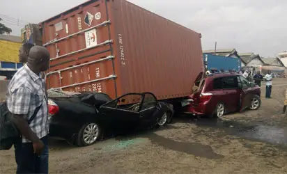 4 dead as container-laden truck crushes bus, tricycle in Aba