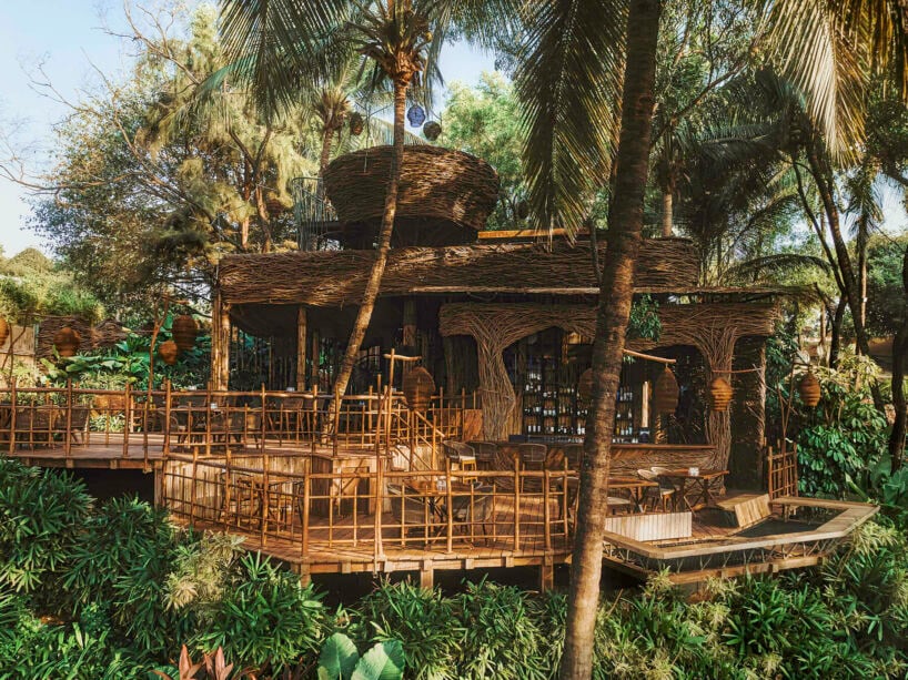 OTHERWORLDS’ como agua resto-bar unfolds like a huge bird’s nest in the indian forest