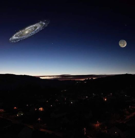 If Andromeda was brighter, this is what you would see in the sky.