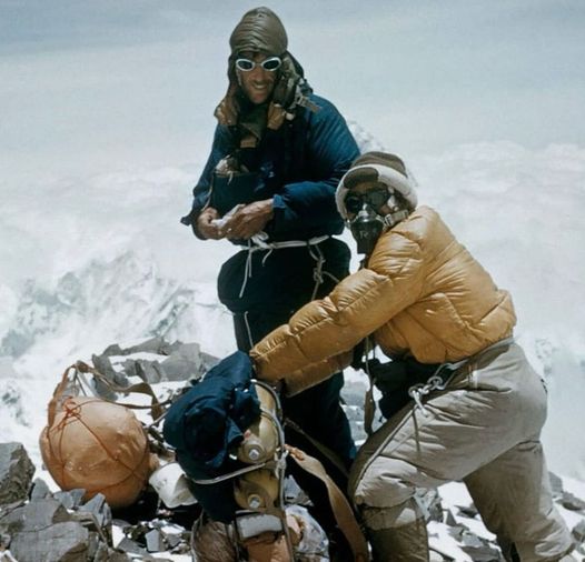 Photo of the first men to reach the summit of Mount Everest