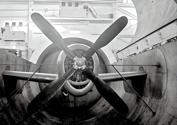 P-47 in the wind tunnel for testing.