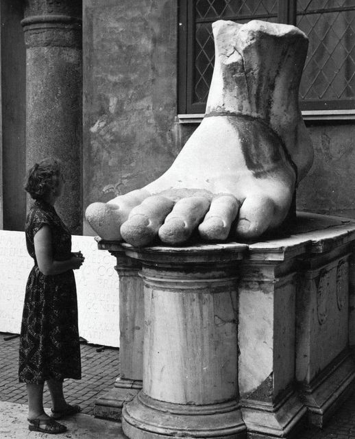 Foot of the huge statue of Constantine the Great, the founder of Istanbul [Photo]