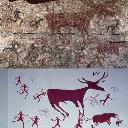 An 8000 year old wall paintings from Çatalhöyük.