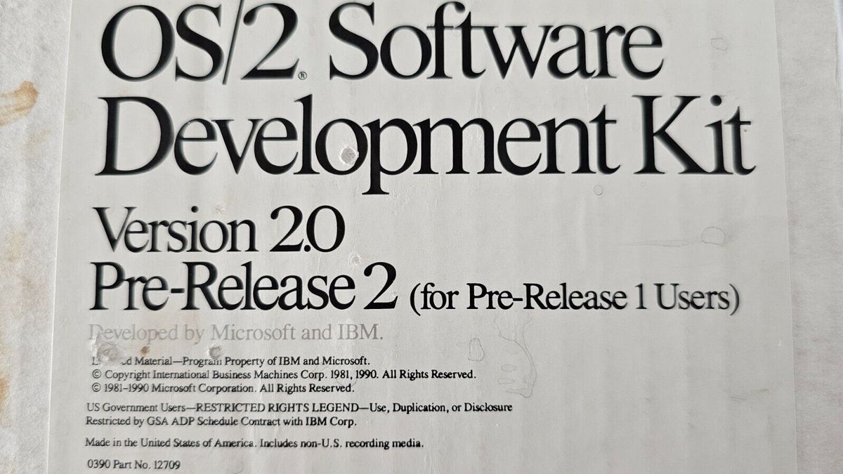 Preview version of Microsoft OS/2 was sold for 0 on eBay