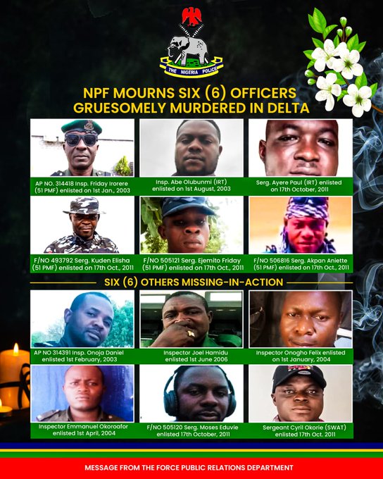 Again, six policemen on rescue mission killed in Delta, six missing