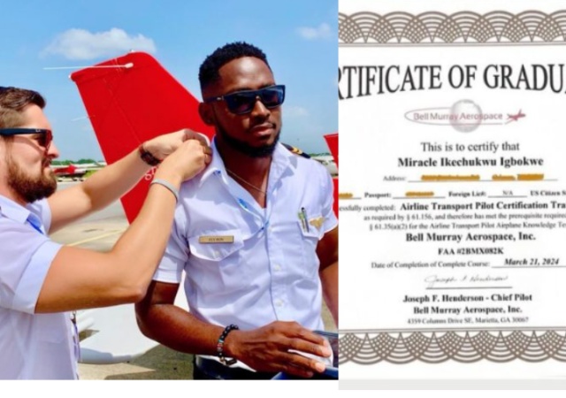 Ex BBNaija Winner, Miracle Graduates from Aviation School, Now A Certified Pilot