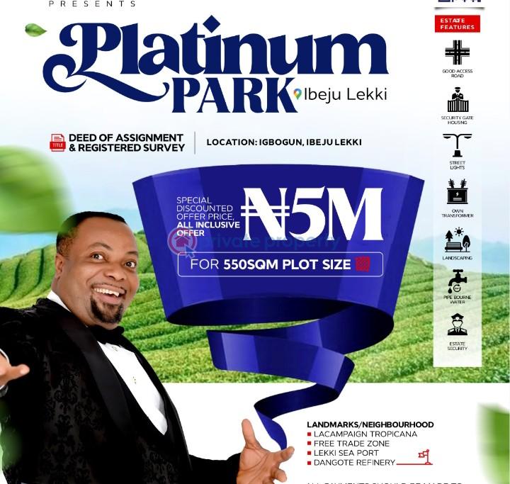 For sale: Residential Land At Plantinium Park Igbogun Community La Campaigne Tropicana Ibeju-Lekki Lagos (PID: 3PBKTP)