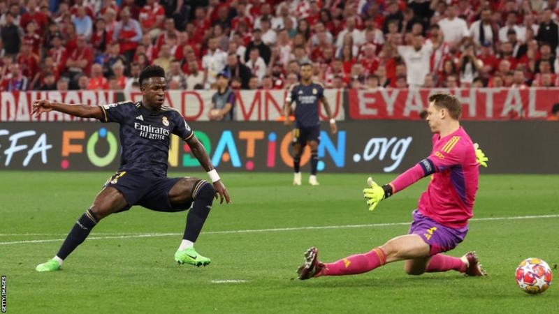 UCL: Vinicius Scores Twice to Earn Madrid A Draw Against Bayern