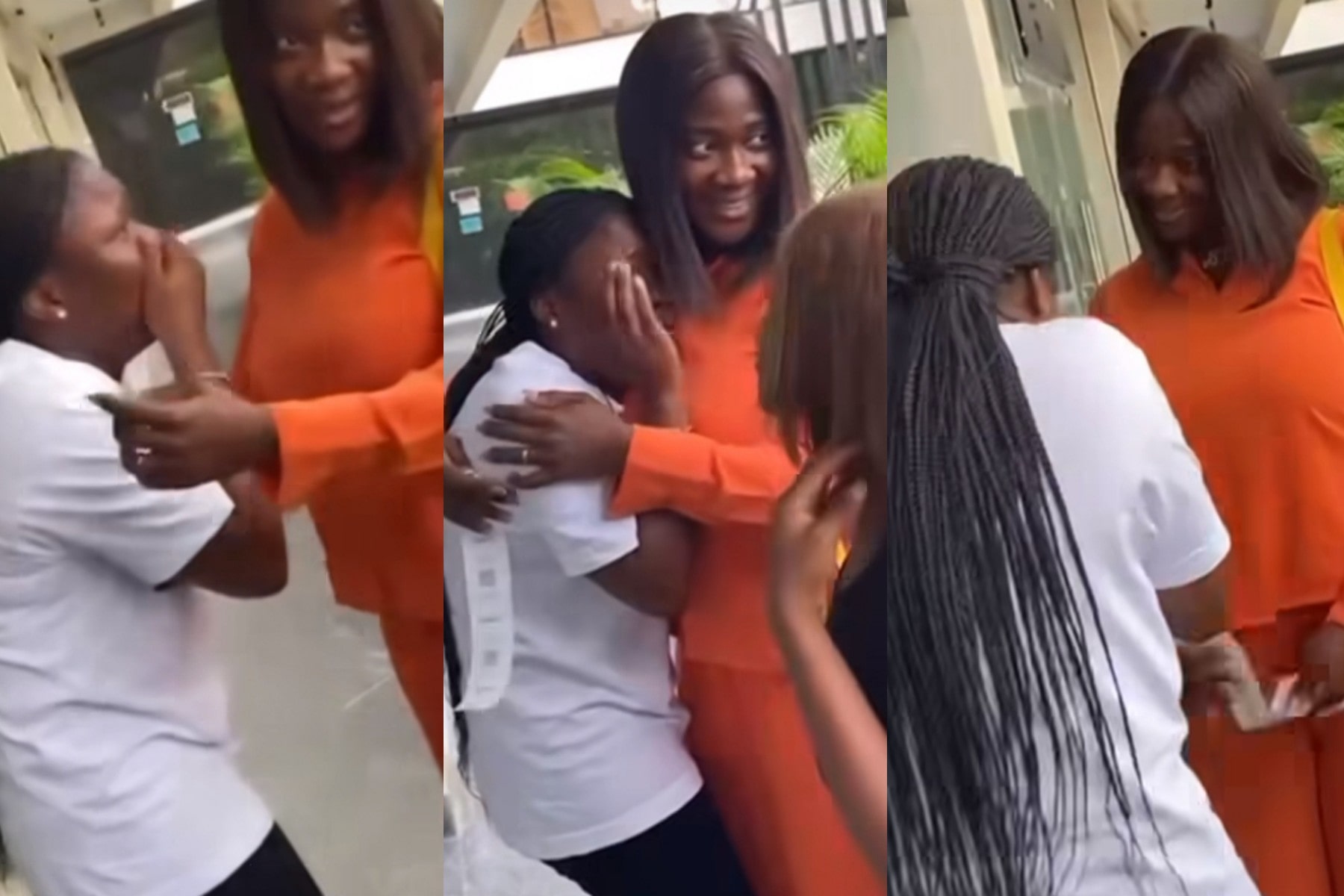 “This one wants to join Nollywood” – Reactions as lady sheds hot tears after meeting her celebrity crush, Mercy Johnson (Video)