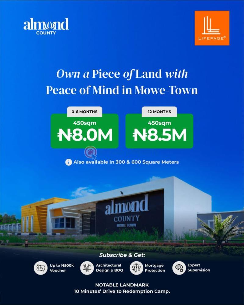 For sale: Mixed use Land Almond County Estate, Mowe Town Mowe Ogun area (PID: 3PBMUJ)