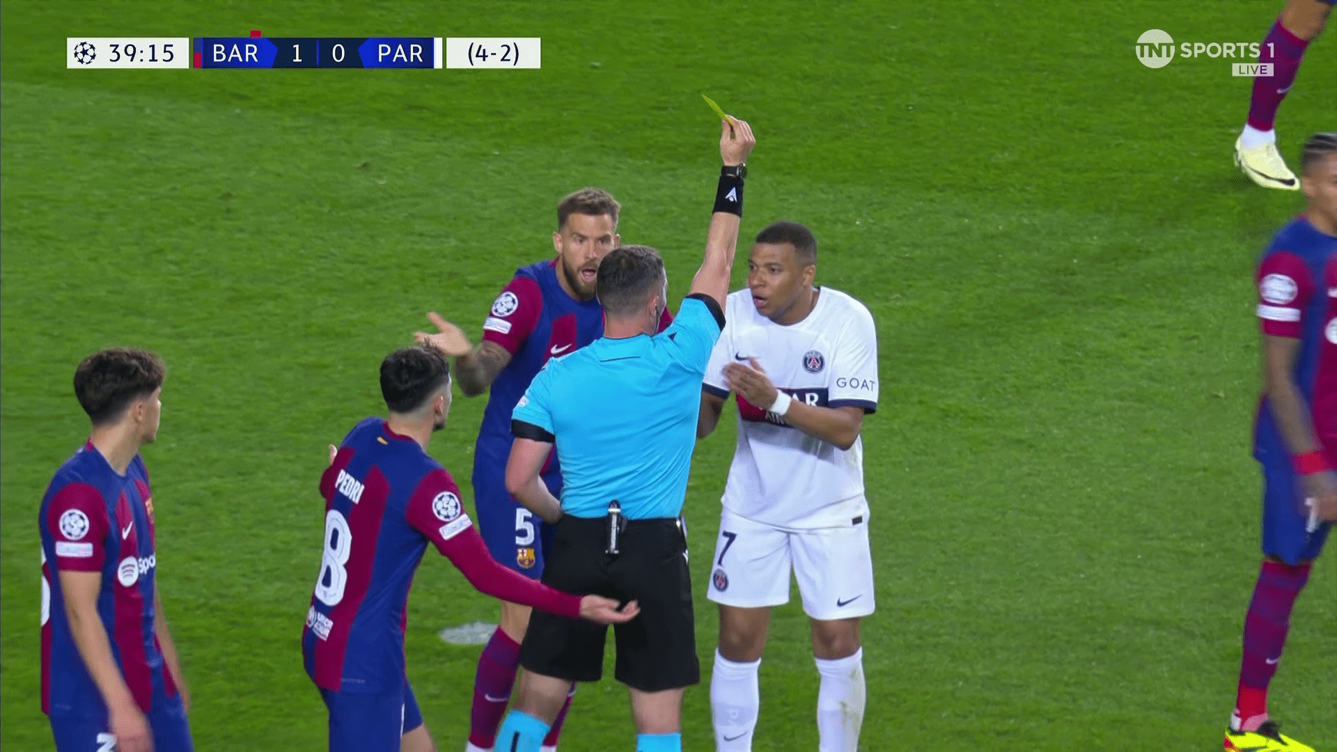 Kylian Mbappe shown yellow card after Ousmane Dembele comes back to haunt former club Barcelona