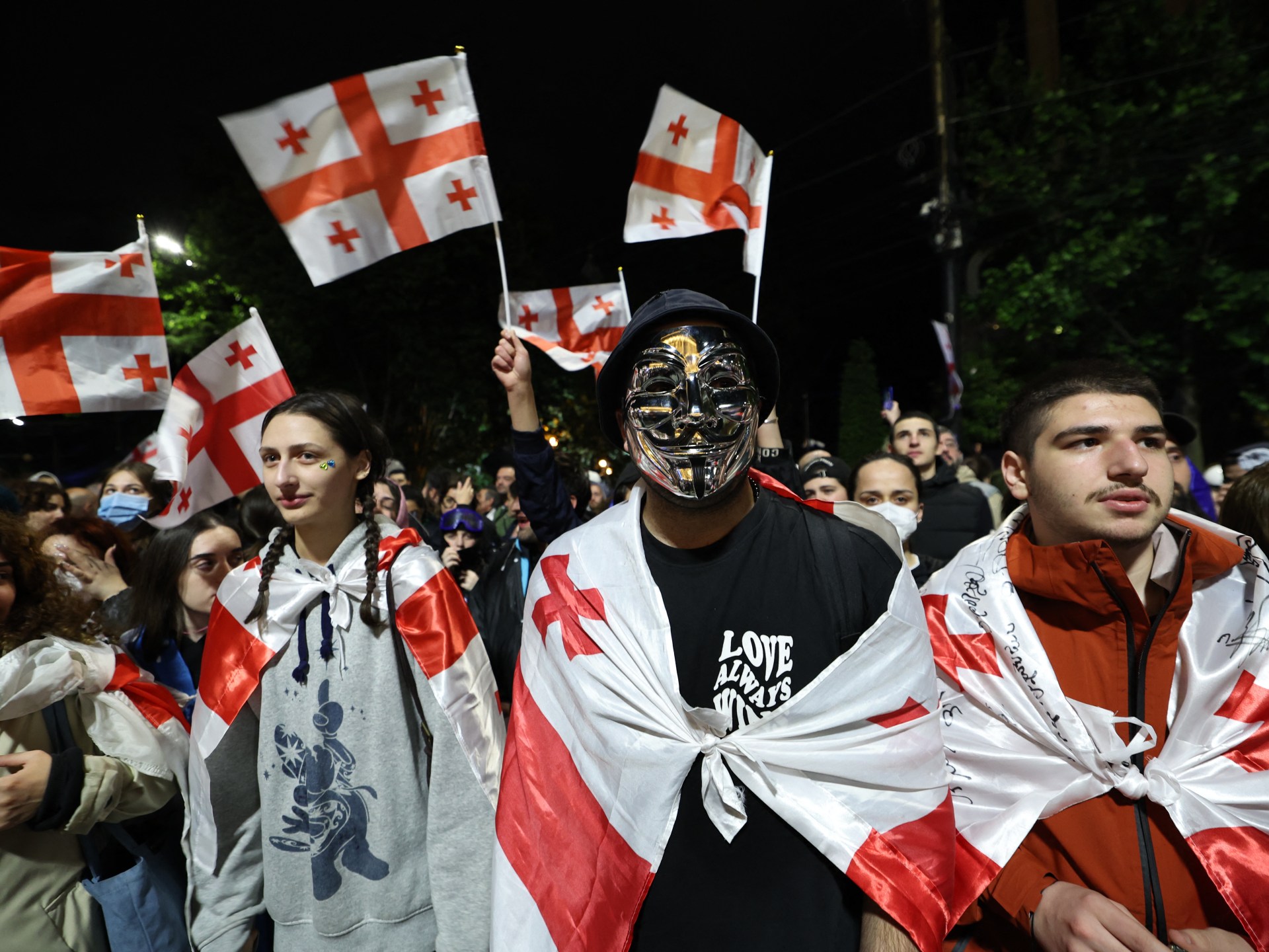 Thousands of Georgians defy warnings to join protest against ‘Russia’ bill