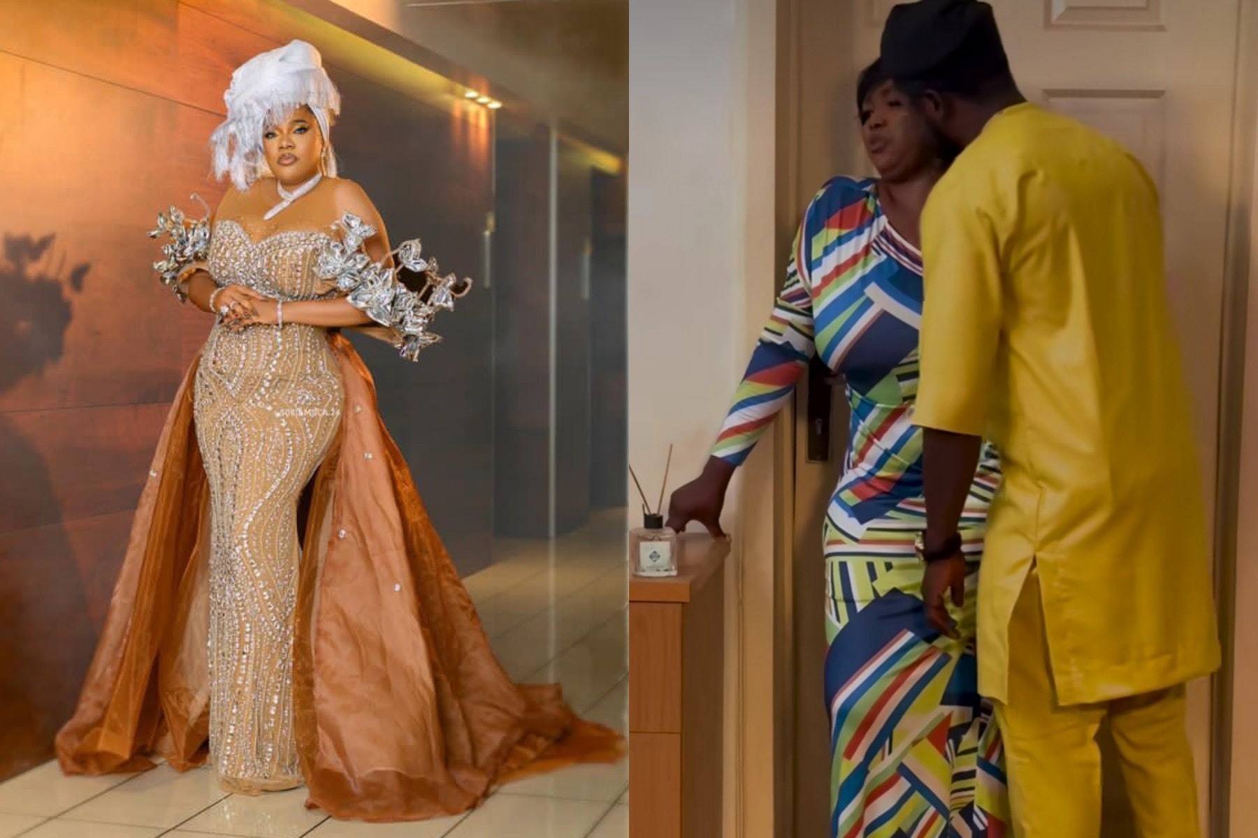 Drama as Toyin Abraham chides husband, Kolawole Ajeyemi and colleague, Bakare Zainab over video of them kis**ng