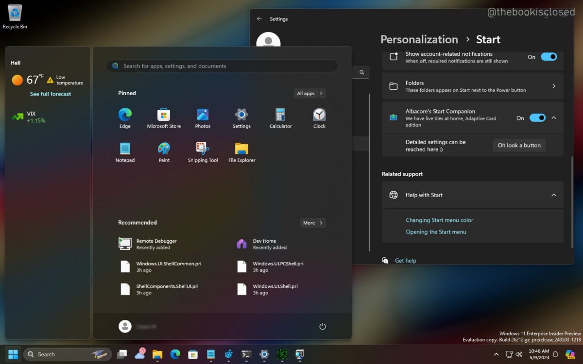 Windows 11’s Start Menu could soon show information in a floating sidebar