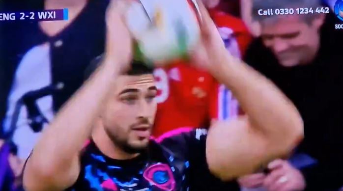 Tommy Fury taking illegal throw-in with bizarre underarm roll at Soccer Aid has fans in stitches