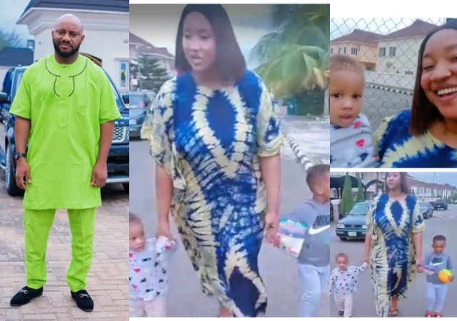 Reactions trails video of Yul Edochie, Judy Austin and their sons on the main road