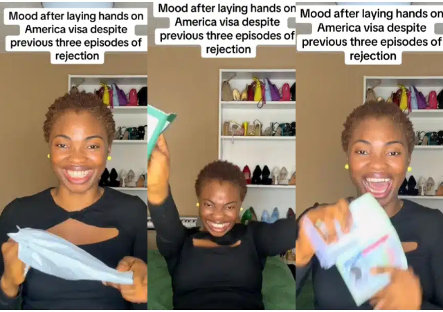 Nigerian lady expresses joy as her US visa finally gets approved