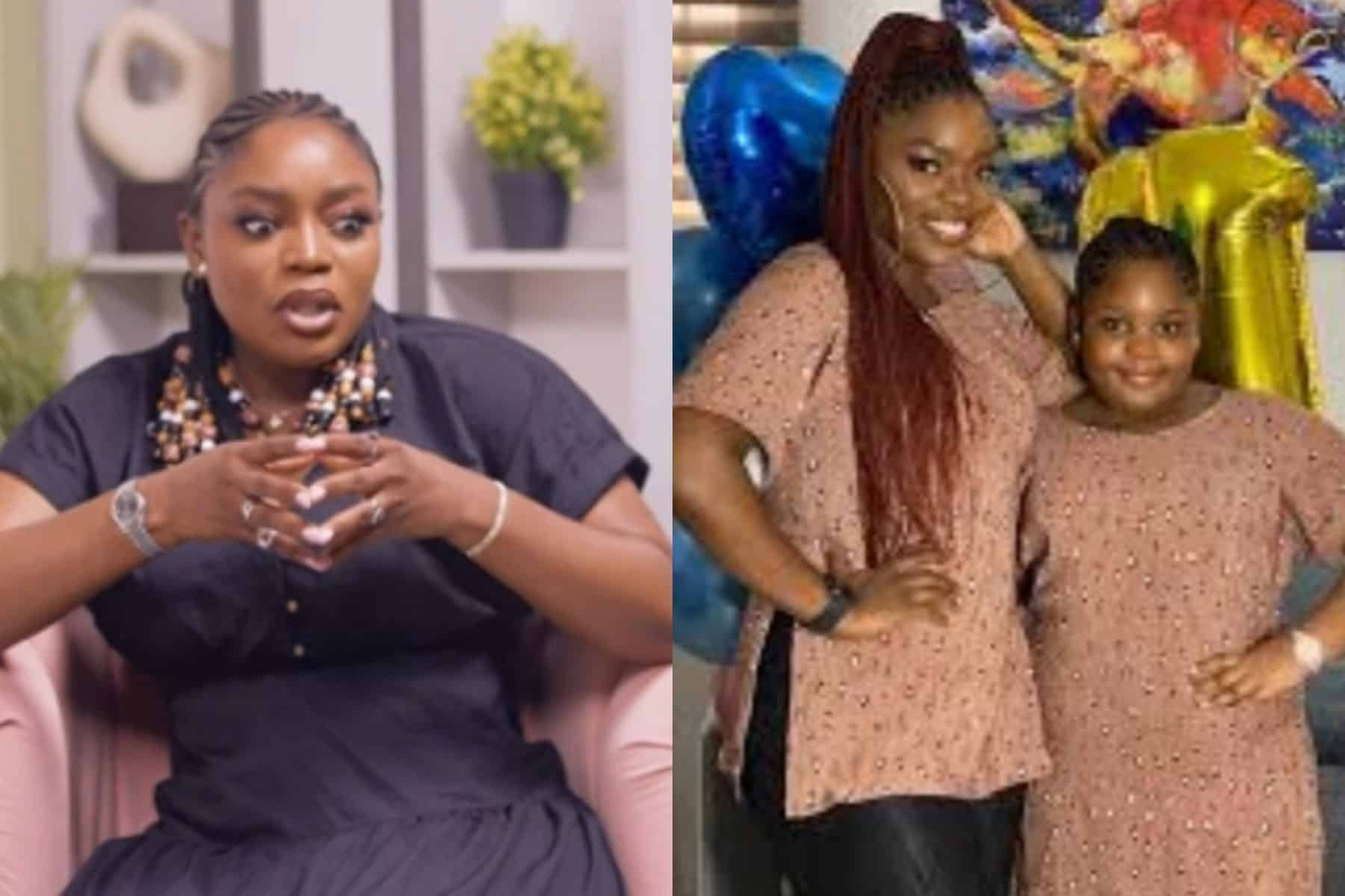 “People feel I am being overprotective by not allowing my daughter use a phone until she’s 16” – Bisola Aiyeola reveals; netizens react (Video)