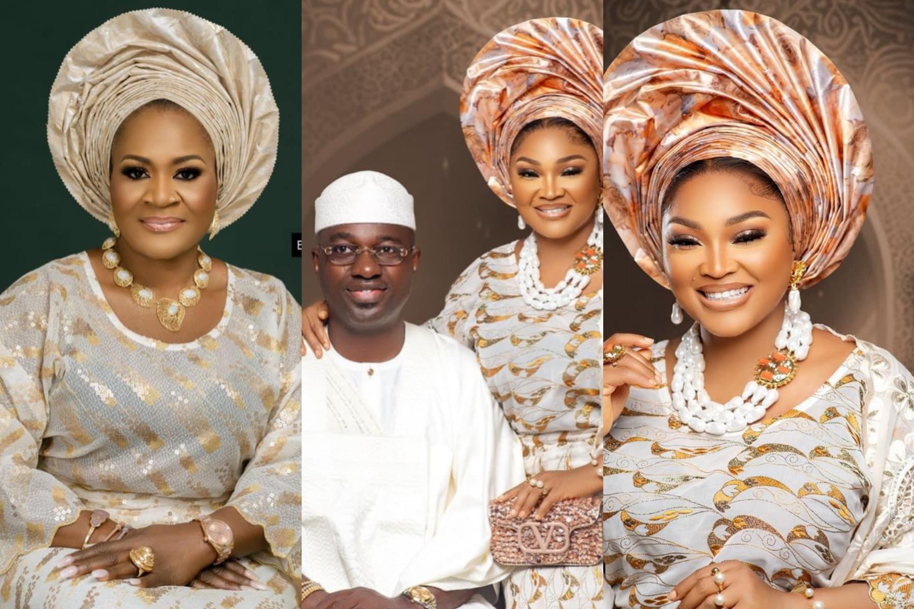 “That’s why Mercy Aigbe is posting love you forever” – Reactions as Funsho Adeoti storms Nigeria as Mercy Aigbe professes love for husband, Kazim Adeoti