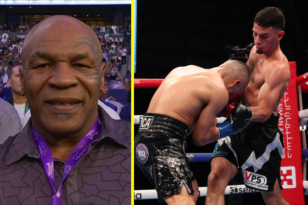 Mike Tyson watches on as boxer he claimed fights ‘most like himself’ loses world title in huge upset on Terence Crawford undercard