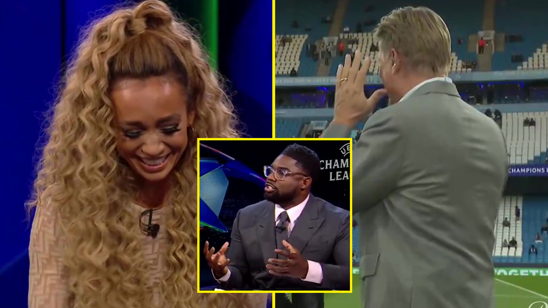 Thierry Henry hides as Kate Abdo laughs at awkward David Beckham comment from Micah Richards