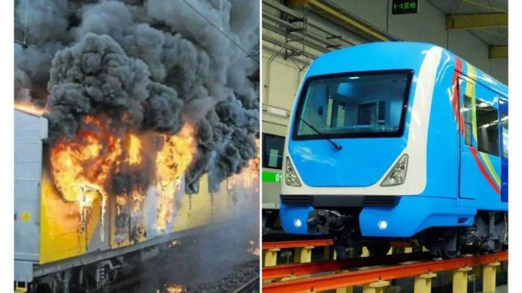 Fire Guts Lagos Blue Line Rail Track