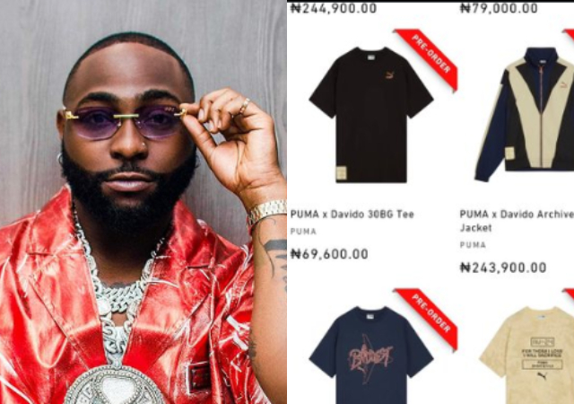 Davido: N240k per Jacket, Sneakers for N244k & Other Prices of Davido’s Puma Collection Surfaces Online