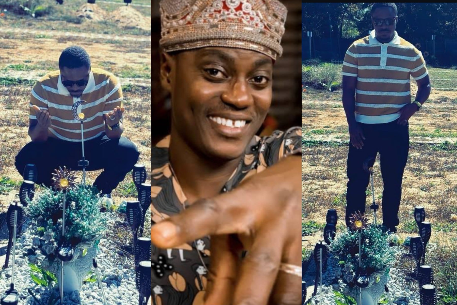 “Even though you’re gone, you’re forever a part of us” – Jaywon says as he visits late singer, Sound Sultan’s graveside